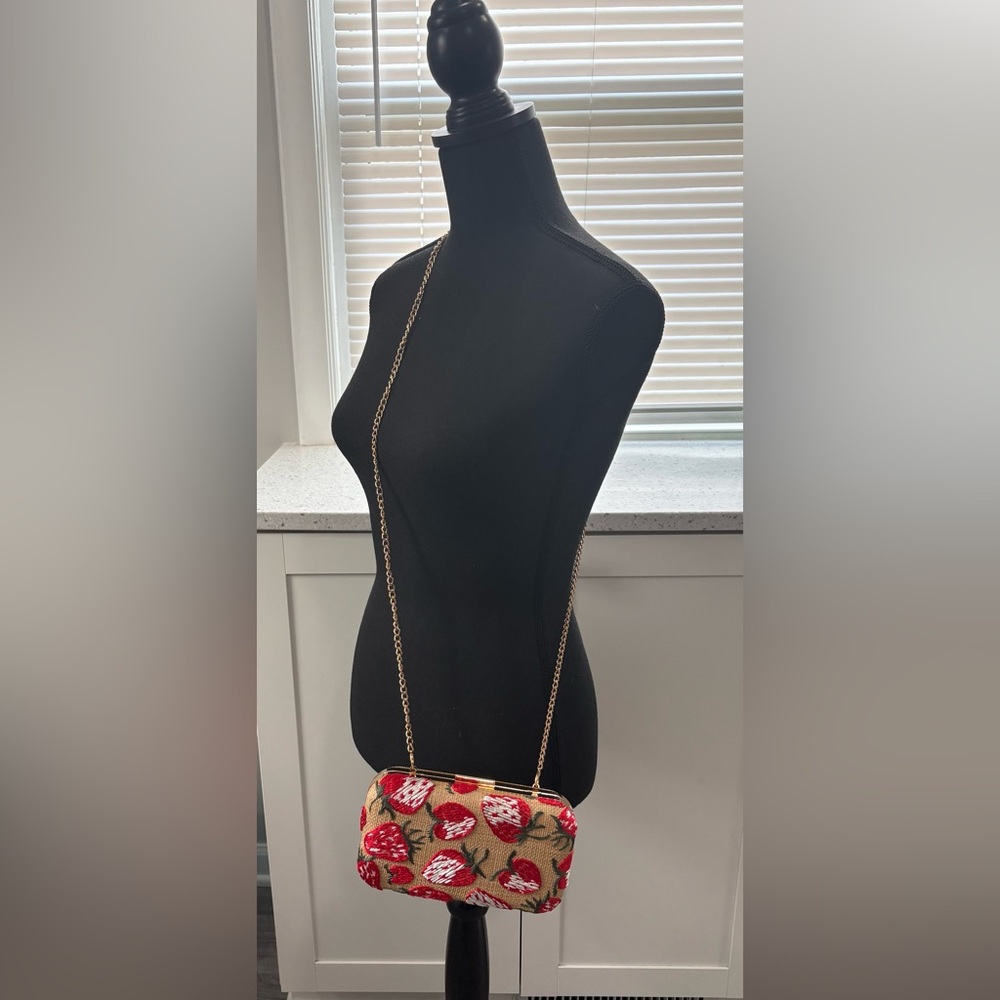 NWOT Savanna Embroidered Strawberry Fruit Crossbody/Clutch